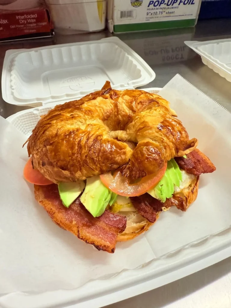 Croissants Egg Bacon Swiss Cheese Avocado Tomato Mayo